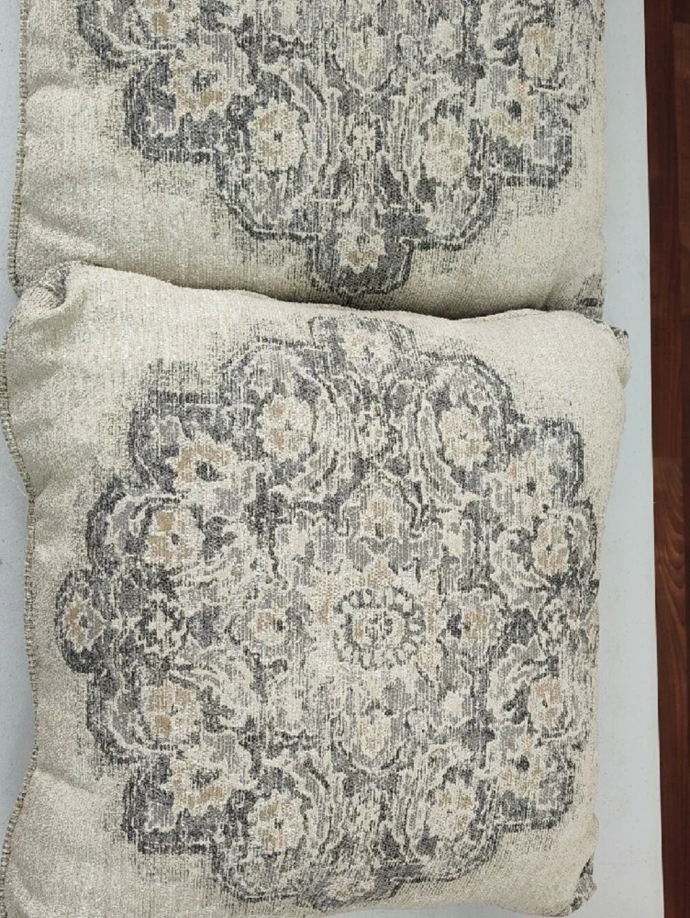 Decorative Medallion Throw Pillow - Cream and Gray